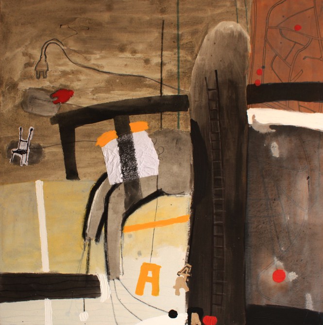 Evolution Révolution, acrylique et pigments sur toile ,110x110 cm