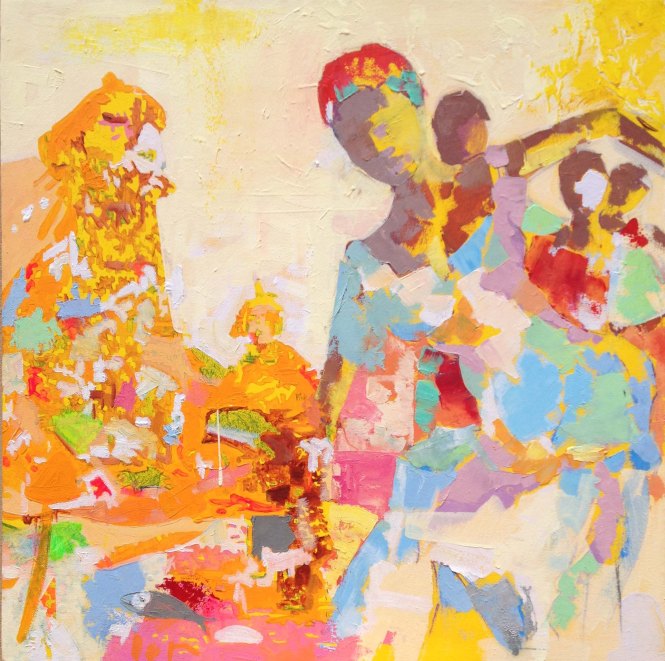 -------------------, acrylique et huile sur toile, 40x40  cm