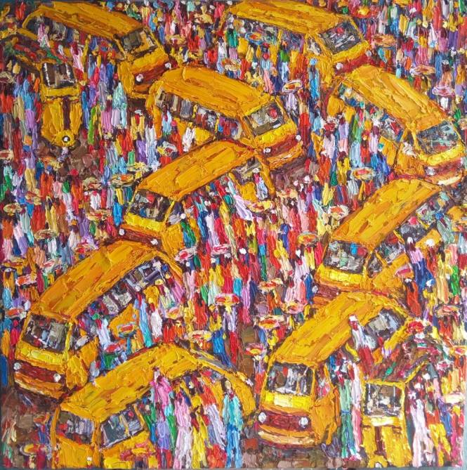 Yellow Buses(1 ) 93 x 93 cm